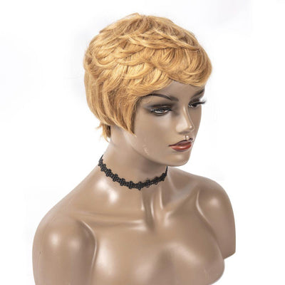 SVT Short Romance Wave Pixie cut wigs #27Wig Machine Made Human Hair Wig - SVTHair