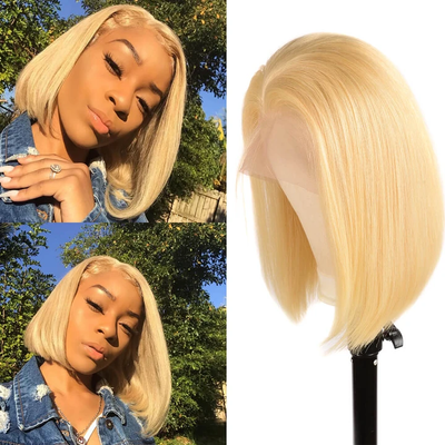 SVT Short Bob Lace clsoure Wigs Straight 613 Blonde Malaysian Human Hair Wigs - SVTHair