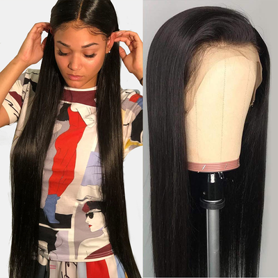 SVT Straight Lace Front Human Hair Wigs Natural Black 13x4 Lace Front Long Straight Wigs 130% Density - SVTHair